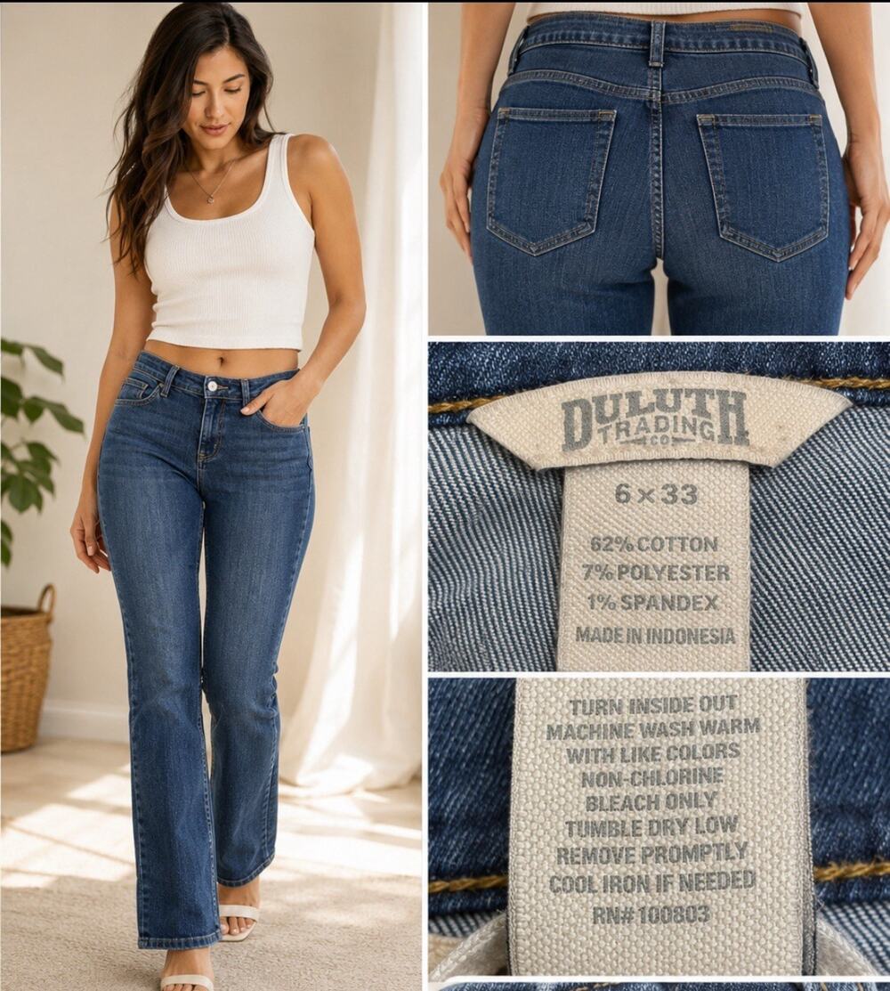 Duluth Trading Co Women's Straight Leg Jeans Size 6 Medium Wash Denim Workwear